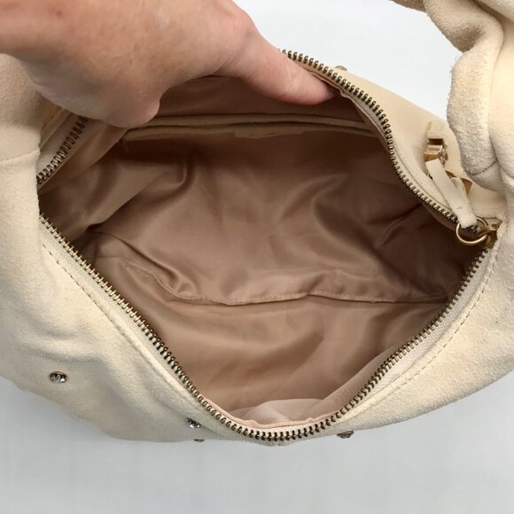 Sam Edelman Ivory Suede Faren Rhinestone Hobo Bag - Picture 10 of 11